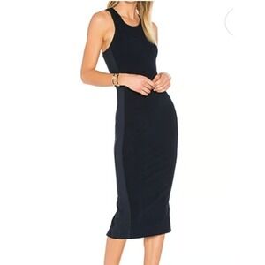 Diane von Furstenberg‎ Navy Blue Sleeveless Textured Midi Dress Stretch M Career